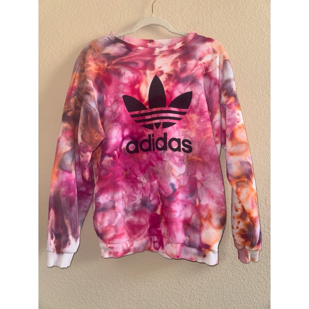 Adidas Originals Tie-Dye‎ Pullover Crewneck with Trefoil Logo Women’s Size Small